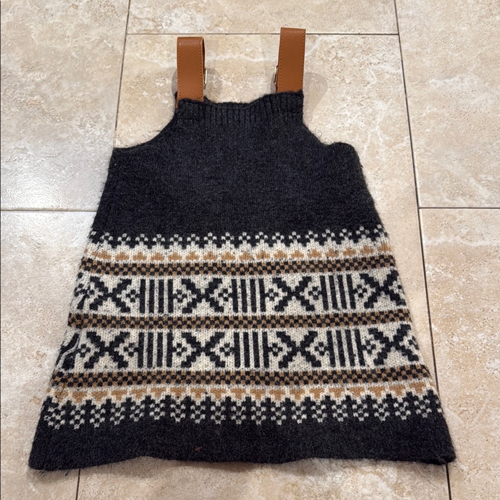 Melange Black and Brown Patterned Kids Casual Dress